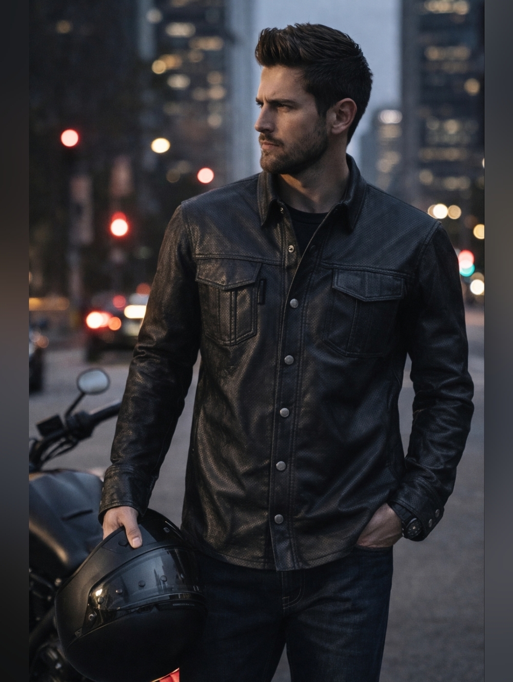 Speed & Strength Killswitch Perforated Leather Moto Shirt Jacket Black Men Xl